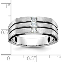 14K White Gold Men's Satin Band Ring with 1/3 Carat Square-Cut Diamonds by IBGoodman