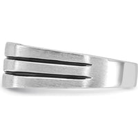 14K White Gold Men's Satin Band Ring with 1/3 Carat Square-Cut Diamonds by IBGoodman