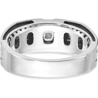 14K White Gold Men's Satin Band Ring with 1/3 Carat Square-Cut Diamonds by IBGoodman