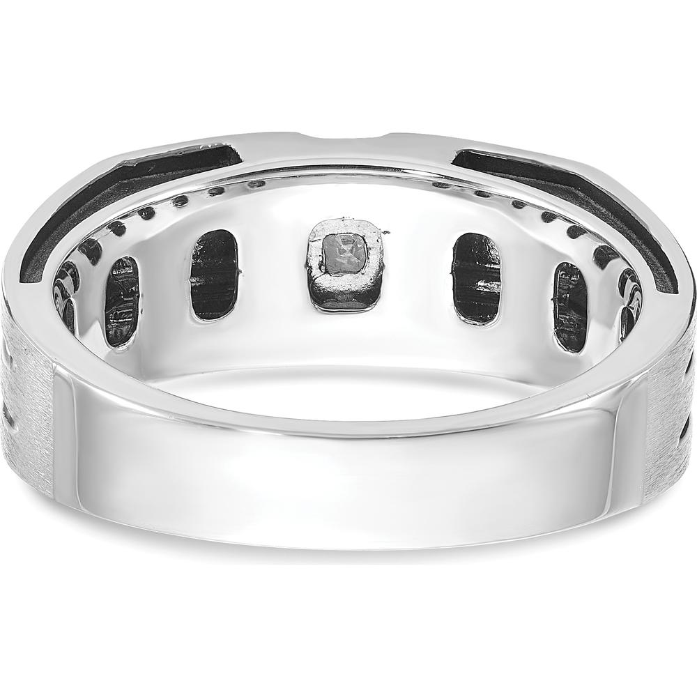 14K White Gold Men's Satin Band Ring with 1/3 Carat Square-Cut Diamonds by IBGoodman