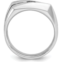14K White Gold Men's Satin Band with 0.2 Carats Round Diamond and Black Rhodium Accents by IBGoodman