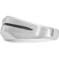 14K White Gold Men's Satin Band with 0.2 Carats Round Diamond and Black Rhodium Accents by IBGoodman