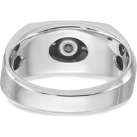 14K White Gold Men's Satin Band with 0.2 Carats Round Diamond and Black Rhodium Accents by IBGoodman