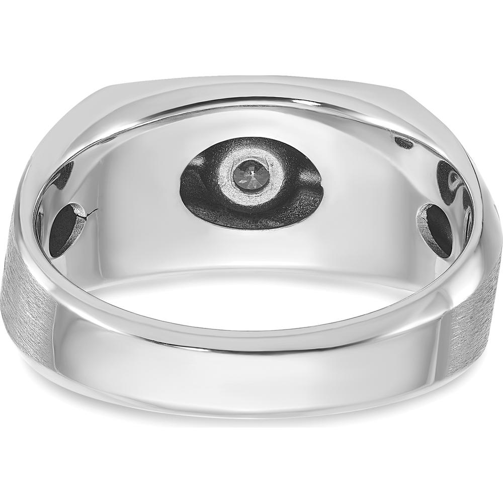 14K White Gold Men's Satin Band with 0.2 Carats Round Diamond and Black Rhodium Accents by IBGoodman