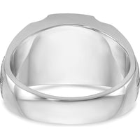 14K White Gold Men's Satin Created Ruby and Diamond Ring - 3.22 Carats Created Ruby, 0.014 Carats Total Diamond Weight by IBGoodman