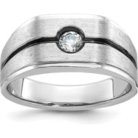 14K White Gold Men's Satin Diamond Ring with Black Rhodium Accents - 0.20 Carats Total Diamond Weight by IBGoodman