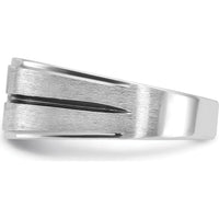 14K White Gold Men's Satin Diamond Ring with Black Rhodium Accents - 0.20 Carats Total Diamond Weight by IBGoodman