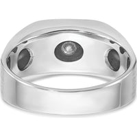 14K White Gold Men's Satin Diamond Ring with Black Rhodium Accents - 0.20 Carats Total Diamond Weight by IBGoodman