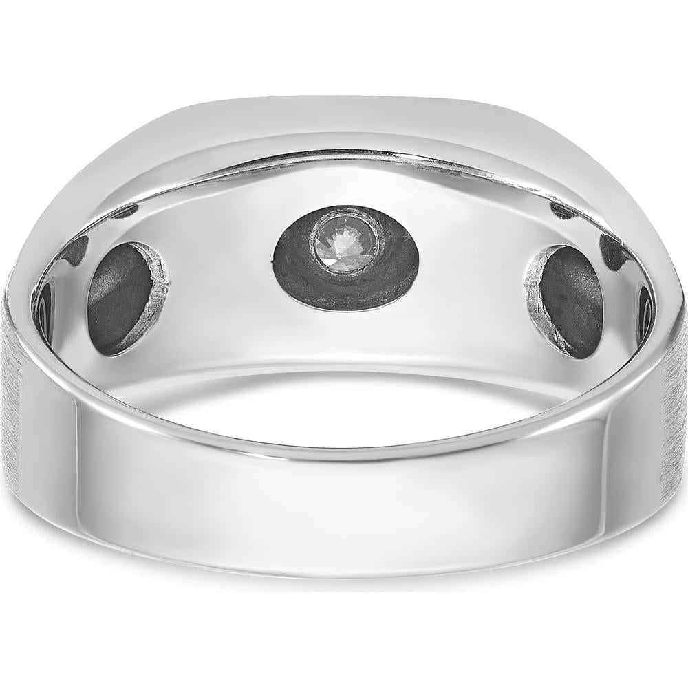 14K White Gold Men's Satin Diamond Ring with Black Rhodium Accents - 0.20 Carats Total Diamond Weight by IBGoodman