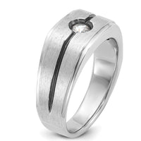 14K White Gold Men's Satin Diamond Ring with Black Rhodium Accents - 0.20 Carats Total Diamond Weight by IBGoodman