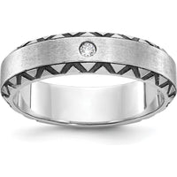 14K White Gold Men's Satin Finish Ring with Round Diamond - 2mm Faceted Diamond by IBGoodman