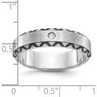 14K White Gold Men's Satin Finish Ring with Round Diamond - 2mm Faceted Diamond by IBGoodman