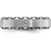 14K White Gold Men's Satin Finish Ring with Round Diamond - 2mm Faceted Diamond by IBGoodman