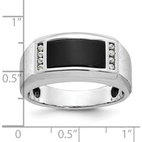 14K White Gold Men's Satin Onyx and 1/15 Carat Diamond Complete Ring - 0.01 Carats Total Diamond Weight by IBGoodman
