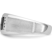 14K White Gold Men's Satin Onyx and 1/15 Carat Diamond Complete Ring - 0.01 Carats Total Diamond Weight by IBGoodman