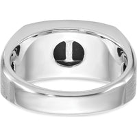 14K White Gold Men's Satin Onyx and 1/15 Carat Diamond Complete Ring - 0.01 Carats Total Diamond Weight by IBGoodman