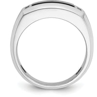 14K White Gold Men's Satin Onyx and Diamond Accent Ring with Cushion-Cut Onyx and 0.01 Carats Total Diamond Weight by IBGoodman