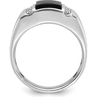 14K White Gold Men's Satin Onyx and Diamond Ring - 0.015 Carats Total Diamond Weight by IBGoodman