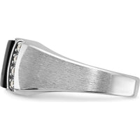 14K White Gold Men's Satin Onyx and Diamond Ring - 0.015 Carats Total Diamond Weight by IBGoodman