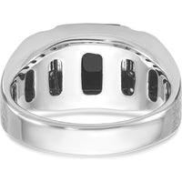 14K White Gold Men's Satin Onyx and Diamond Ring - 0.015 Carats Total Diamond Weight by IBGoodman