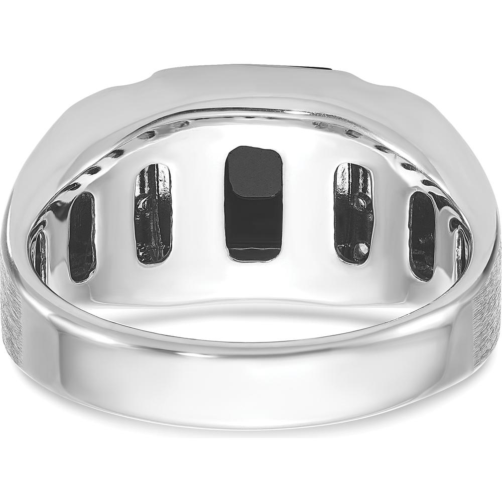 14K White Gold Men's Satin Onyx and Diamond Ring - 0.015 Carats Total Diamond Weight by IBGoodman