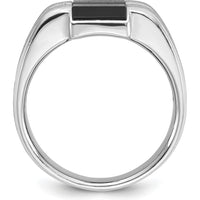 14K White Gold Men's Satin Onyx and Diamond Ring - 1/6 Carats Total Diamond Weight by IBGoodman