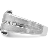 14K White Gold Men's Satin Onyx and Diamond Ring - 1/6 Carats Total Diamond Weight by IBGoodman