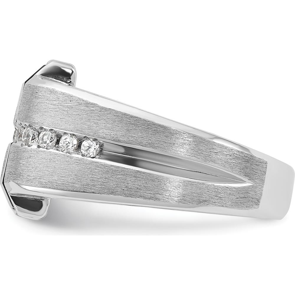 14K White Gold Men's Satin Onyx and Diamond Ring - 1/6 Carats Total Diamond Weight by IBGoodman