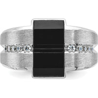 14K White Gold Men's Satin Onyx and Diamond Ring - 1/6 Carats Total Diamond Weight by IBGoodman