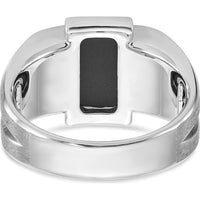 14K White Gold Men's Satin Onyx and Diamond Ring - 1/6 Carats Total Diamond Weight by IBGoodman