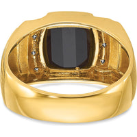 14K White Gold Men's Satin Onyx and Round Diamond Ring with Milgrain Detailing - 2.16 Carats Onyx, 0.07 Carats Diamond by IBGoodman