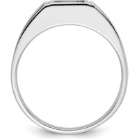 14K White Gold Men's Satin Ring with Black and White Diamonds - 0.65 Carats Total Diamond Weight by IBGoodman