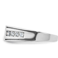 14K White Gold Men's Satin Ring with Black and White Diamonds - 0.65 Carats Total Diamond Weight by IBGoodman