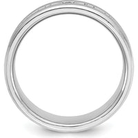 14K White Gold Men's Satin Ring with Lab Created Sapphire and 1/8 Carat Diamonds by IBGoodman