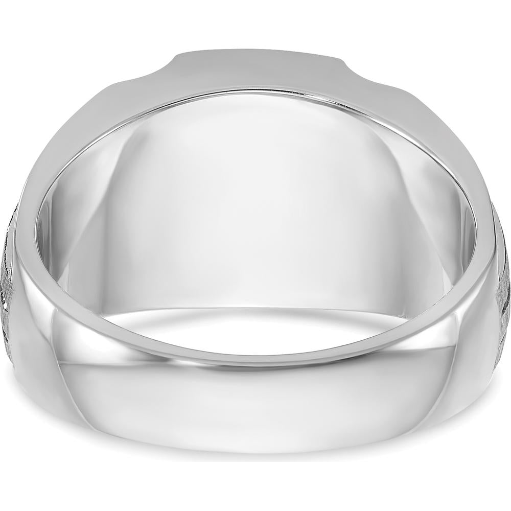 14K White Gold Men's Satin Ruby and Diamond Ring - 1.5 Carats Total Gemstone Weight by IBGoodman