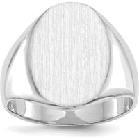 14K White Gold Men's Signet Ring with Satin and Polished Finish - Engravable and Sizeable by 0