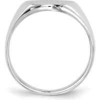 14K White Gold Men's Signet Ring with Satin and Polished Finish - Engravable and Sizeable by 0