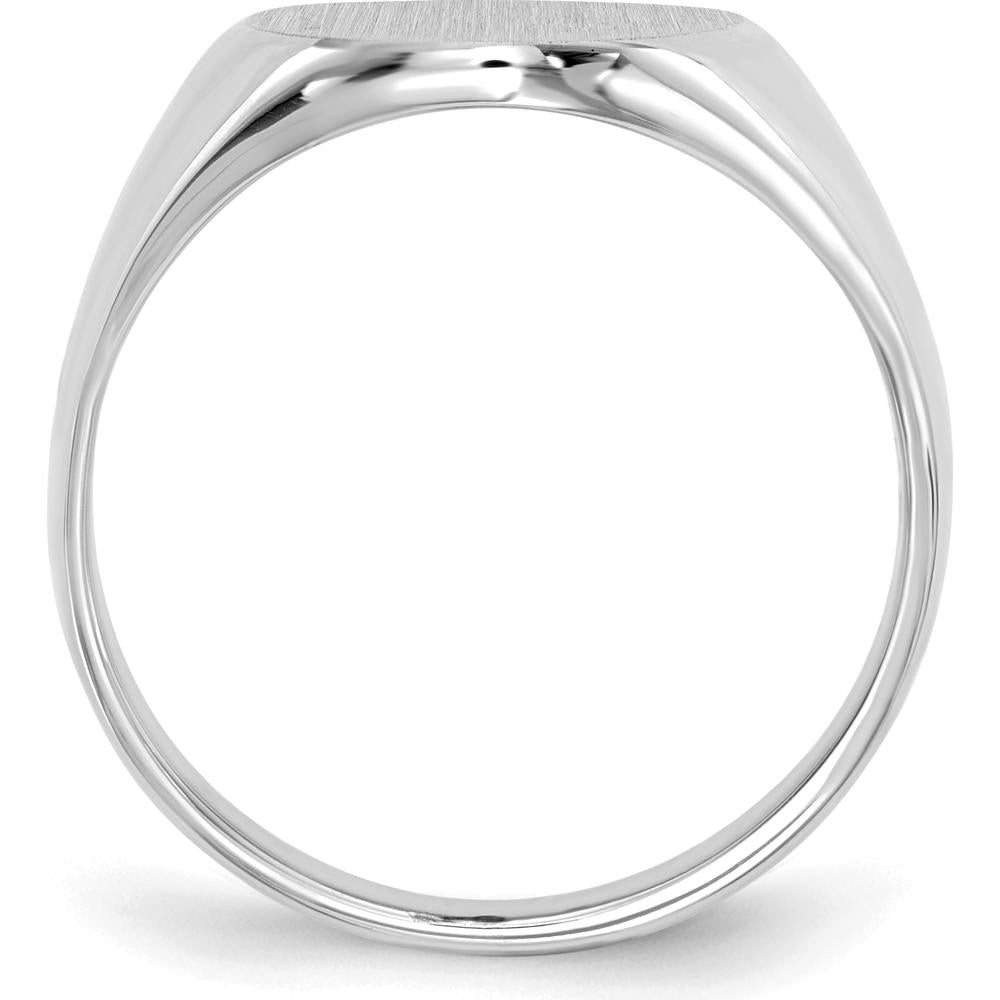 14K White Gold Men's Signet Ring with Satin and Polished Finish - Engravable and Sizeable by 0