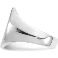 14K White Gold Men's Signet Ring with Satin and Polished Finish - Engravable and Sizeable by 0