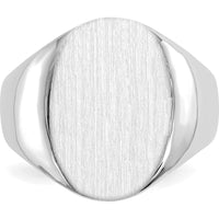 14K White Gold Men's Signet Ring with Satin and Polished Finish - Engravable and Sizeable by 0