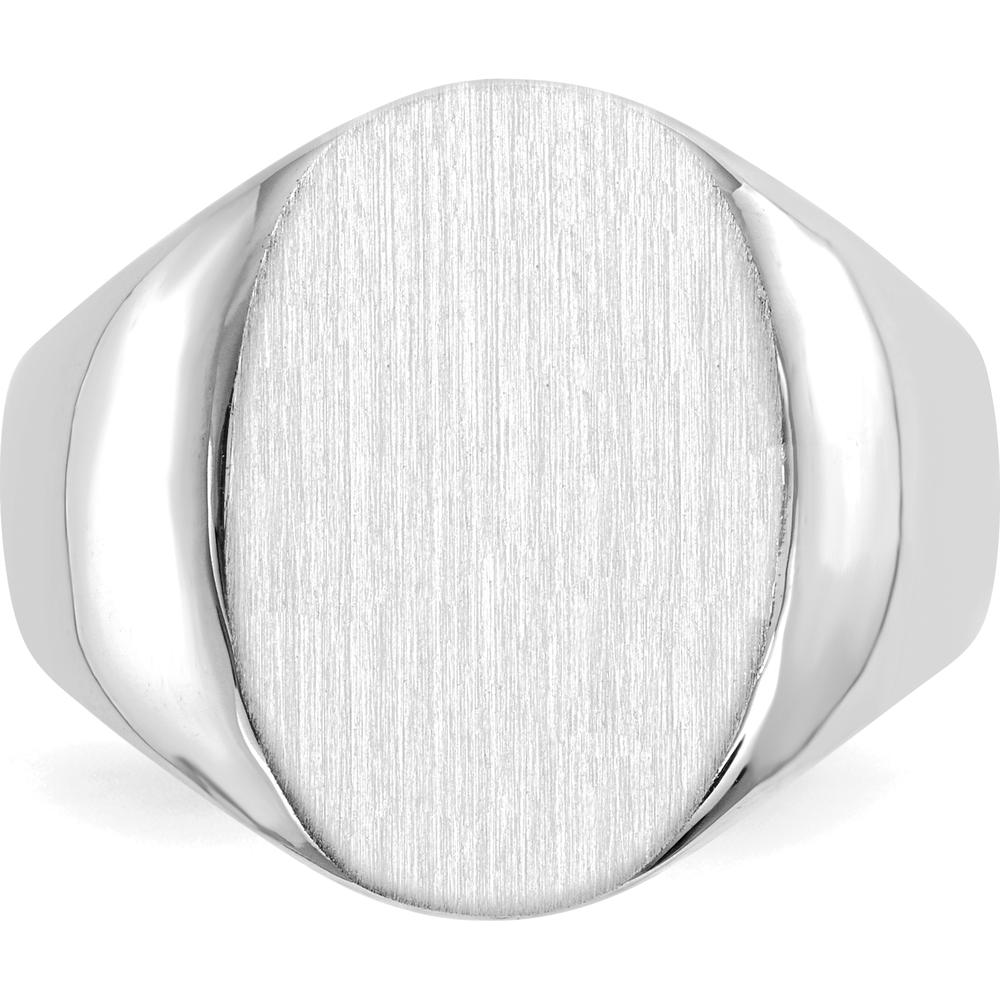 14K White Gold Men's Signet Ring with Satin and Polished Finish - Engravable and Sizeable by 0