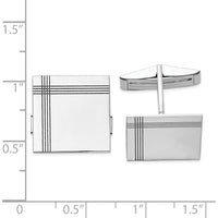 14K White Gold Men's Square Cuff Links with Grooved Line Design by Oro Pregiato
