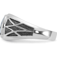 14K White Gold Men's Square-Cut Sapphire Gemstone Ring with Rhodium Plating by IBGoodman