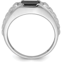 14K White Gold Men's Square Onyx and Diamond Ring with 1.625 Carat Onyx and 0.006 Carat Diamond Accents by 0