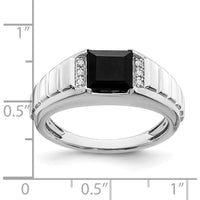 14K White Gold Men's Square Onyx and Diamond Ring with 1.625 Carat Onyx and 0.006 Carat Diamond Accents by 0