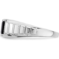 14K White Gold Men's Square Onyx and Diamond Ring with 1.625 Carat Onyx and 0.006 Carat Diamond Accents by 0