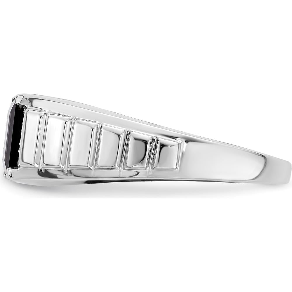 14K White Gold Men's Square Onyx and Diamond Ring with 1.625 Carat Onyx and 0.006 Carat Diamond Accents by 0