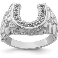 14K White Gold Men's Tapered Band Mounting - Polished Rhodium Finish by Oro Pregiato