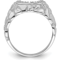 14K White Gold Men's Tapered Band Mounting - Polished Rhodium Finish by Oro Pregiato