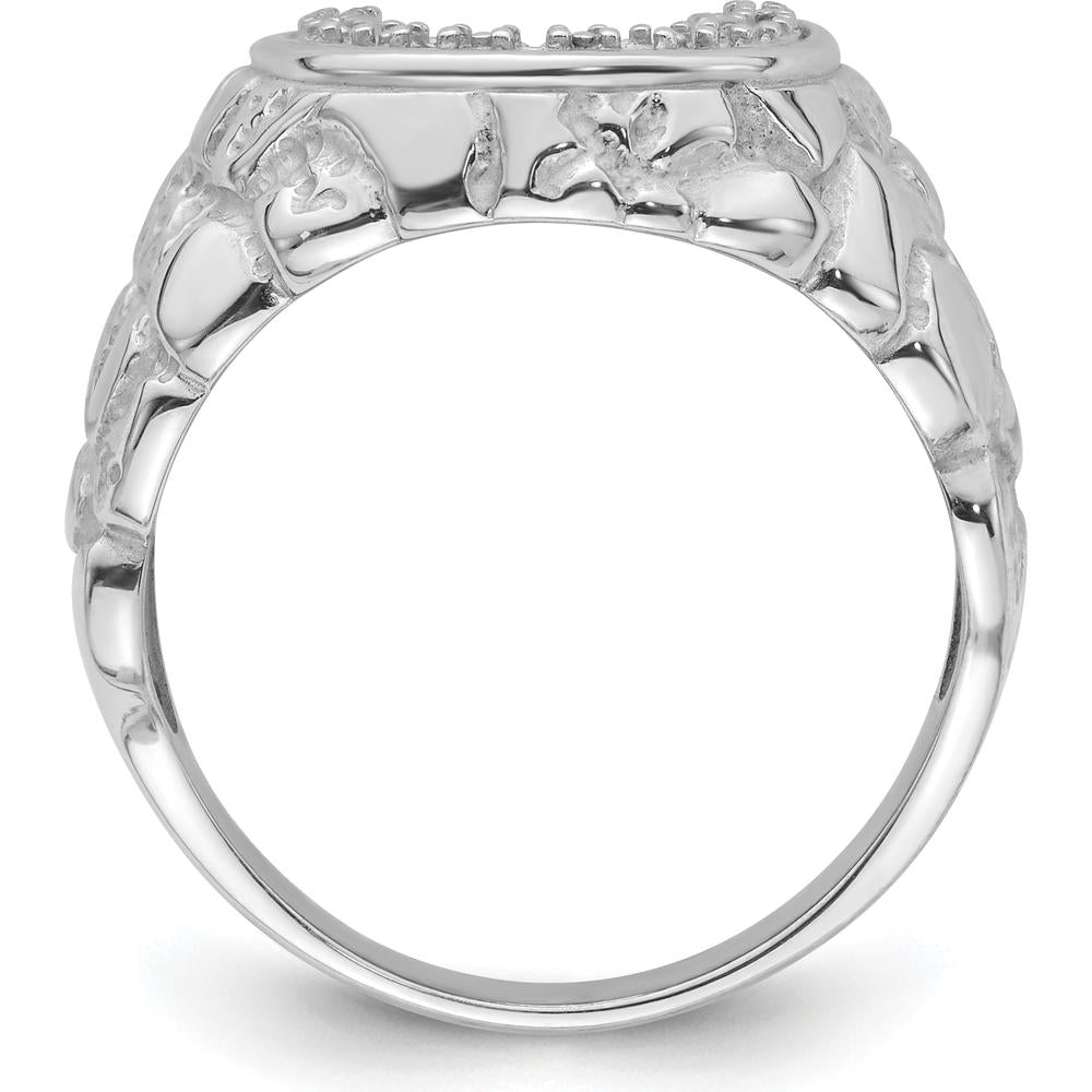 14K White Gold Men's Tapered Band Mounting - Polished Rhodium Finish by Oro Pregiato